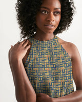 Egyptian Hieroglyphics Halter Dress (Blue) (6 Colors Available) - Conscious Apparel Store