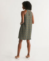 Egyptian Hieroglyphics Halter Dress (Blue) (6 Colors Available) - Conscious Apparel Store