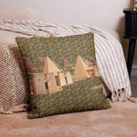 Egyptian Hieroglyphics Nubia Premium Pillow (Olive) - Conscious Apparel Store