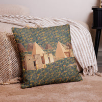 Egyptian Hieroglyphics Nubia Premium Throw Pillow (Blue) - Conscious Apparel Store