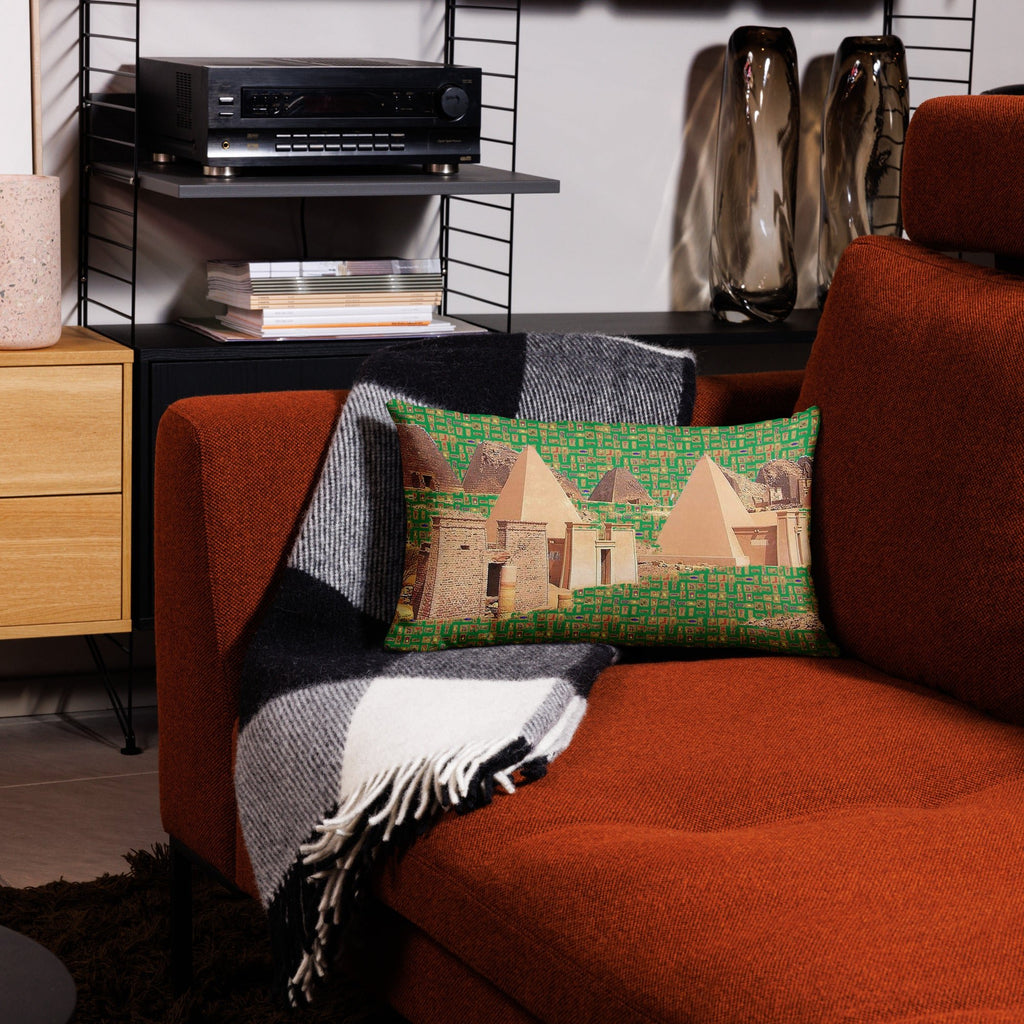 Egyptian Hieroglyphics Nubia Premium Throw Pillow (Green) - Conscious Apparel Store