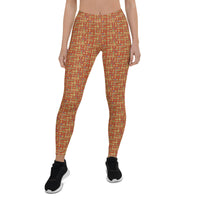 Egyptian Hieroglyphics (Red-Rust) Leggings - Conscious Apparel Store