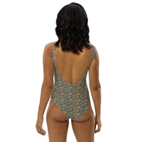 Egyptian Hieroglyphs Ankh Cross (Blue) One - Piece Swimsuit (6 Colors Available) - Conscious Apparel Store