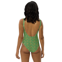 Egyptian Hieroglyphs Ankh Cross (Green) One - Piece Swimsuit (6 Colors Available) - Conscious Apparel Store