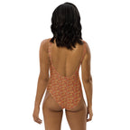 Egyptian Hieroglyphs Ankh Cross (Red - Rust) One - Piece Swimsuit (6 Colors Available) - Conscious Apparel Store