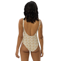 Egyptian Hieroglyphs Ankh Cross (White) One - Piece Swimsuit (6 Colors Available) - Conscious Apparel Store
