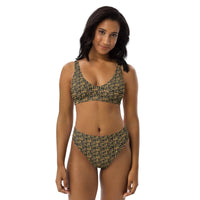 Egyptian Hieroglyphs (Black) high - waisted bikini (6 Colors Available) - Conscious Apparel Store