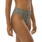 Egyptian Hieroglyphs (Blue) high - waisted bikini bottom (6 Colors Available) - Conscious Apparel Store