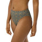 Egyptian Hieroglyphs (Blue) high - waisted bikini bottom (6 Colors Available) - Conscious Apparel Store