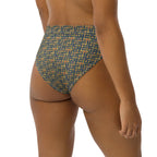 Egyptian Hieroglyphs (Blue) high - waisted bikini bottom (6 Colors Available) - Conscious Apparel Store