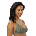 Egyptian Hieroglyphs (Blue) padded bikini top (6 Colors Available) - Conscious Apparel Store
