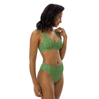 Egyptian Hieroglyphs (Green) high - waisted bikini (6 Colors Available) - Conscious Apparel Store
