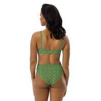 Egyptian Hieroglyphs (Green) high - waisted bikini (6 Colors Available) - Conscious Apparel Store