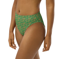 Egyptian Hieroglyphs (Green) high - waisted bikini bottom (6 Colors Available) - Conscious Apparel Store