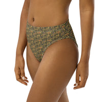 Egyptian Hieroglyphs (Olive) high - waisted bikini bottom (6 Colors Available) - Conscious Apparel Store