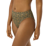 Egyptian Hieroglyphs (Olive) high - waisted bikini bottom (6 Colors Available) - Conscious Apparel Store