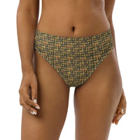 Egyptian Hieroglyphs (Olive) high - waisted bikini bottom (6 Colors Available) - Conscious Apparel Store