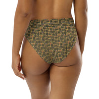 Egyptian Hieroglyphs (Olive) high - waisted bikini bottom (6 Colors Available) - Conscious Apparel Store