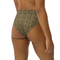 Egyptian Hieroglyphs (Olive) high - waisted bikini bottom (6 Colors Available) - Conscious Apparel Store