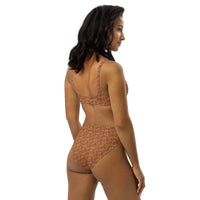 Egyptian Hieroglyphs (Red - Rust) high - waisted bikini (6 Colors Available) - Conscious Apparel Store