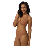 Egyptian Hieroglyphs (Red - Rust) high - waisted bikini (6 Colors Available) - Conscious Apparel Store