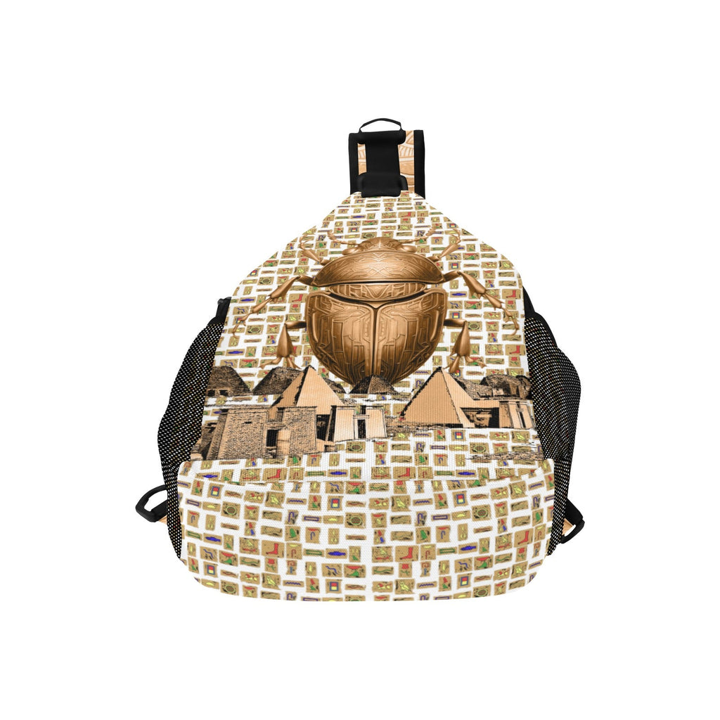 Egyptian Nubia Scarab (White) Casual Chest Bag (6 Colors Available) - Conscious Apparel Store