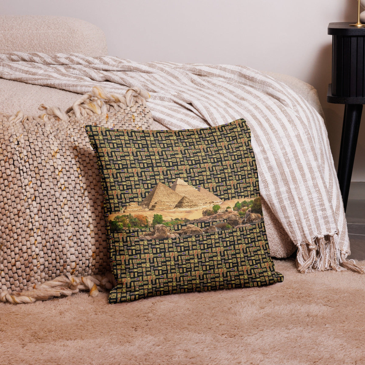 Egyptian Pyramid Pillow (Black) (6 Colors Available) - Conscious Apparel Store