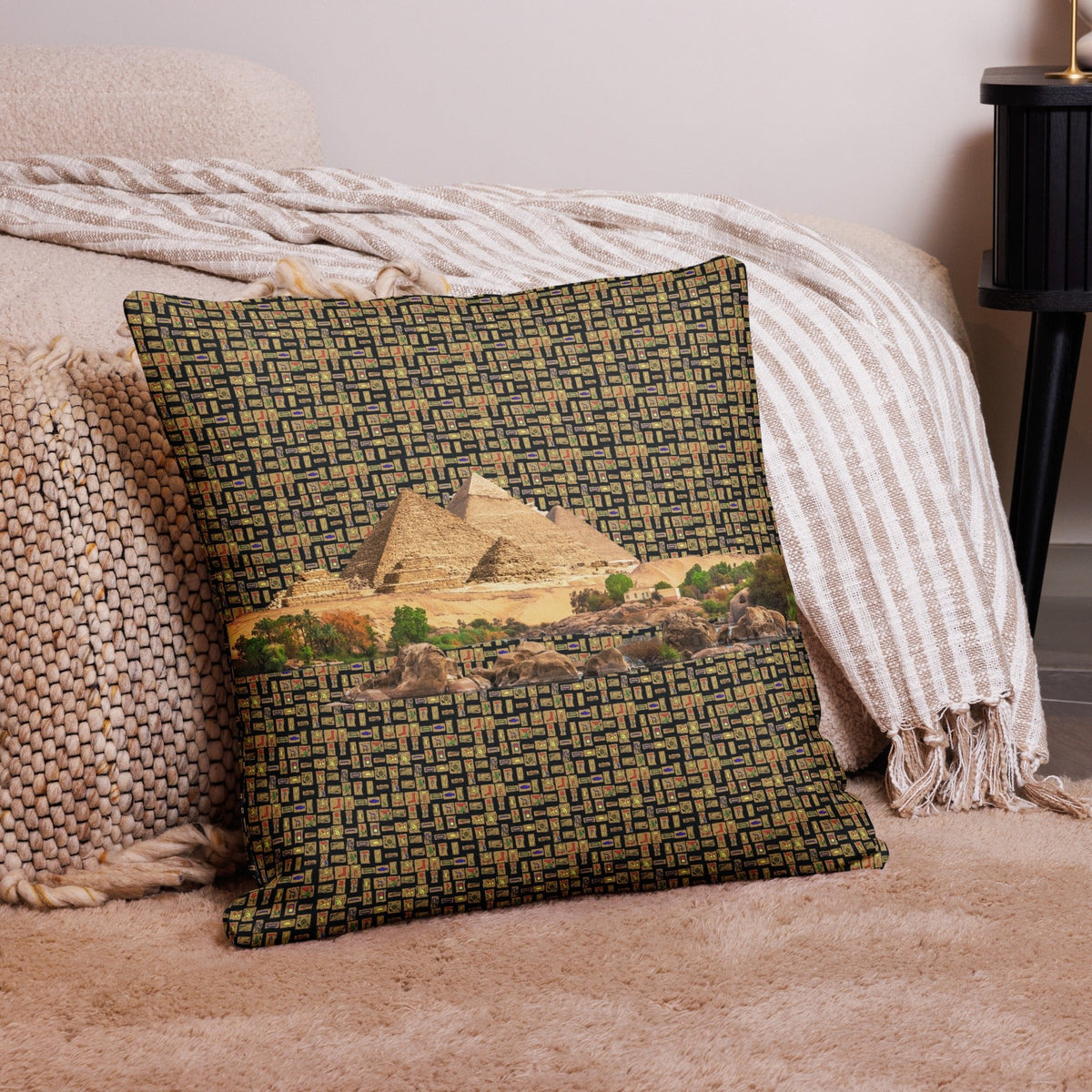 Egyptian Pyramid Pillow (Black) (6 Colors Available) - Conscious Apparel Store