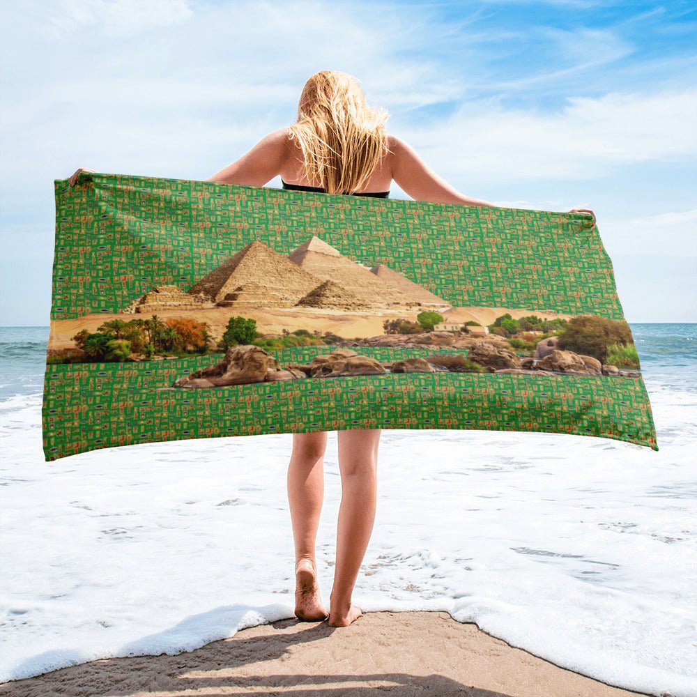Egyptian Pyramids Beach Towel (Green) (6 Colors Available) - Conscious Apparel Store
