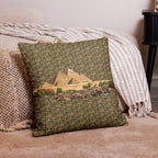 Egyptian Pyramids Hieroglyphics Premium Pillow (Olive) - Conscious Apparel Store