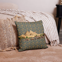 Egyptian Pyramids Hieroglyphics Premium Throw Pillow (Blue) - Conscious Apparel Store