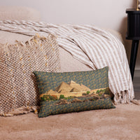 Egyptian Pyramids Hieroglyphics Premium Throw Pillow (Blue) - Conscious Apparel Store