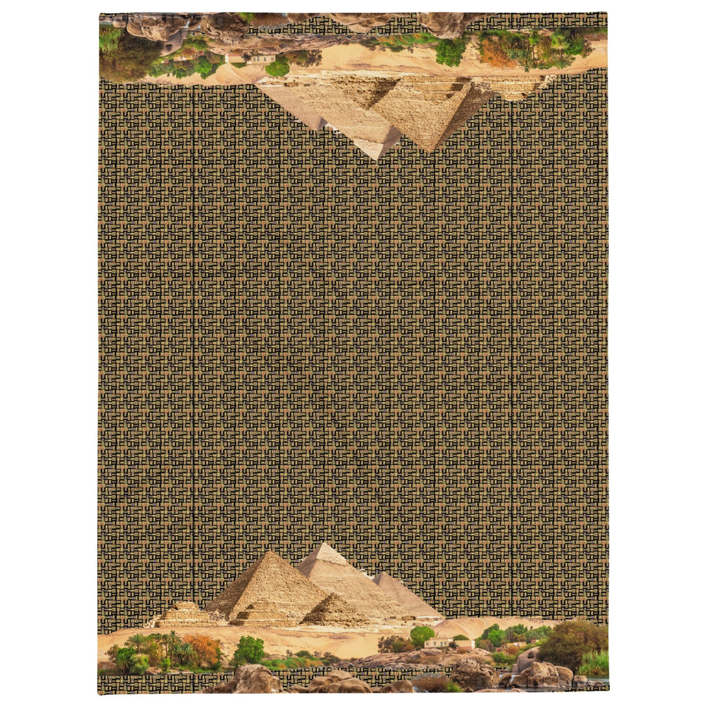 Egyptian Pyramids Hieroglyphics Throw Blanket (Black) - Conscious Apparel Store