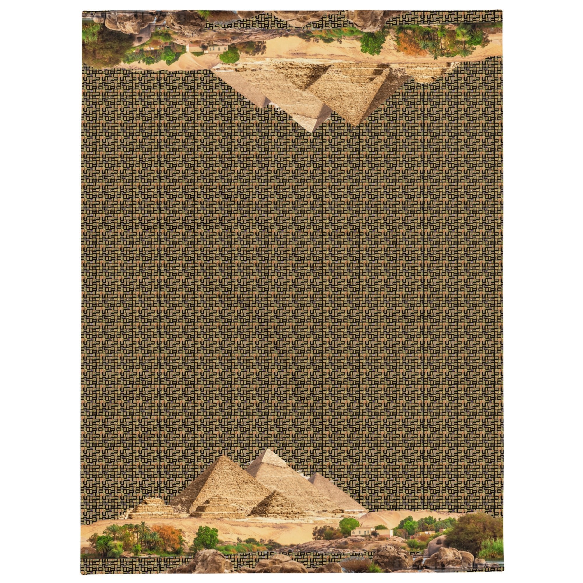 Egyptian Pyramids Hieroglyphics Throw Blanket (Black) - Conscious Apparel Store