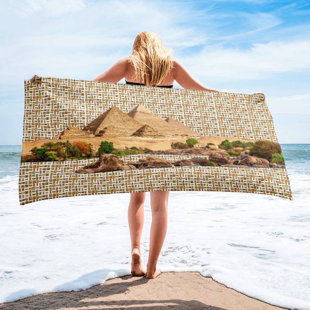 Egyptian Pyramids Hieroglyphics Towel (White) - Conscious Apparel Store