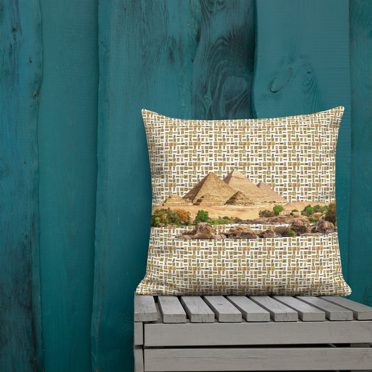 Egyptian Pyramids Premium Pillow (White) (6 Colors Available) - Conscious Apparel Store