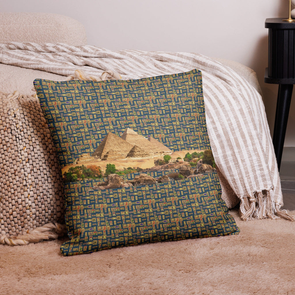Egyptian Pyramids Premium Throw Pillow (Blue) (6 Colors Available) - Conscious Apparel Store