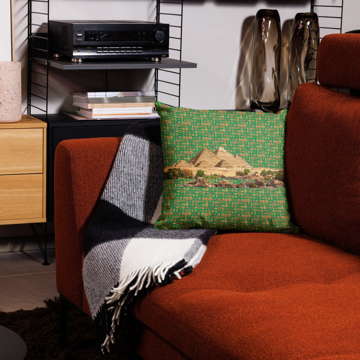 Egyptian Pyramids Premium Throw Pillow (Green) (6 Colors Available) - Conscious Apparel Store