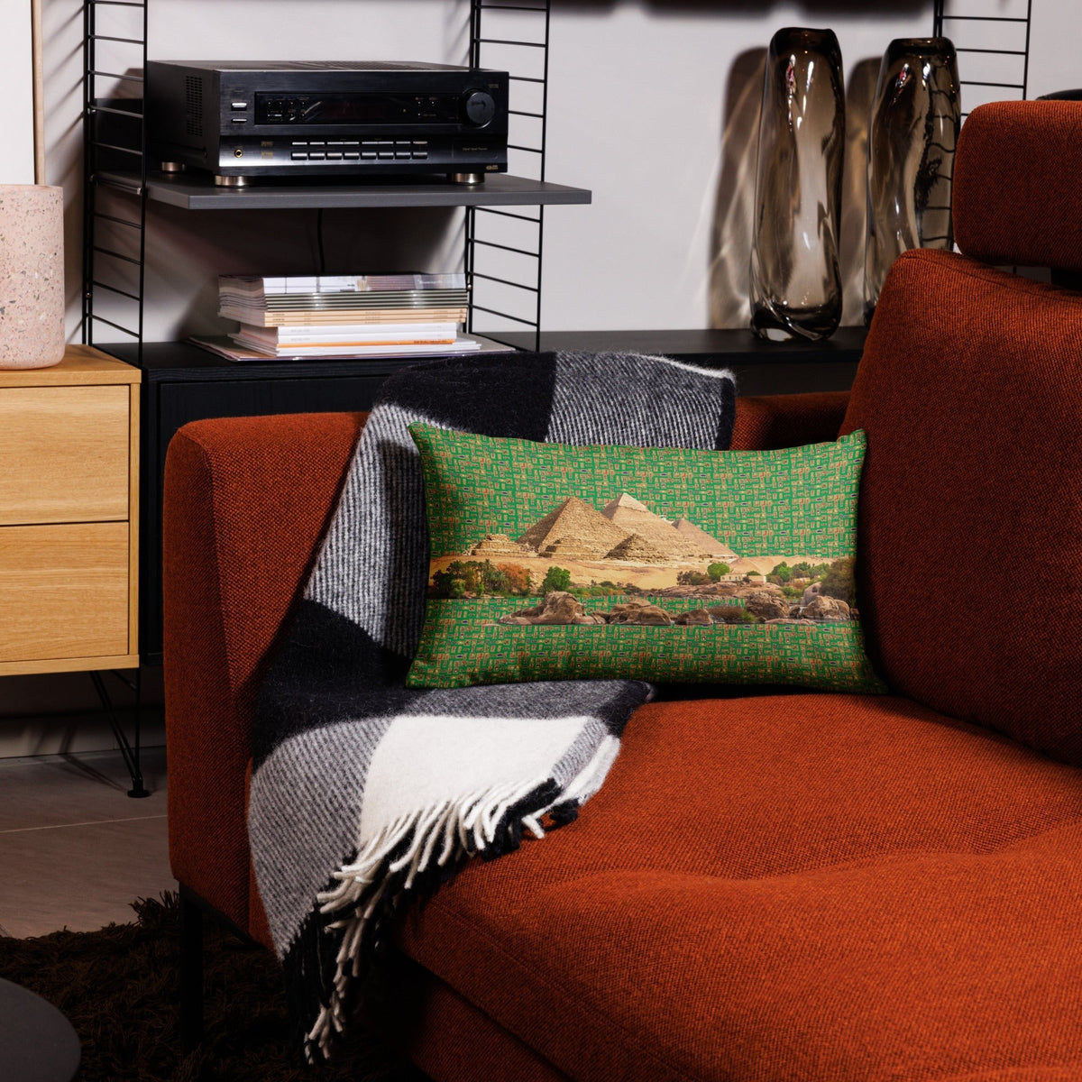 Egyptian Pyramids Premium Throw Pillow (Green) (6 Colors Available) - Conscious Apparel Store