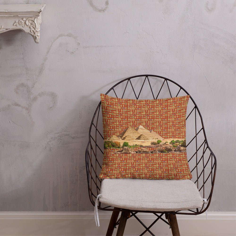 Egyptian Pyramids Premium Throw Pillow (Red-Rust) (6 Colors Available) - Conscious Apparel Store