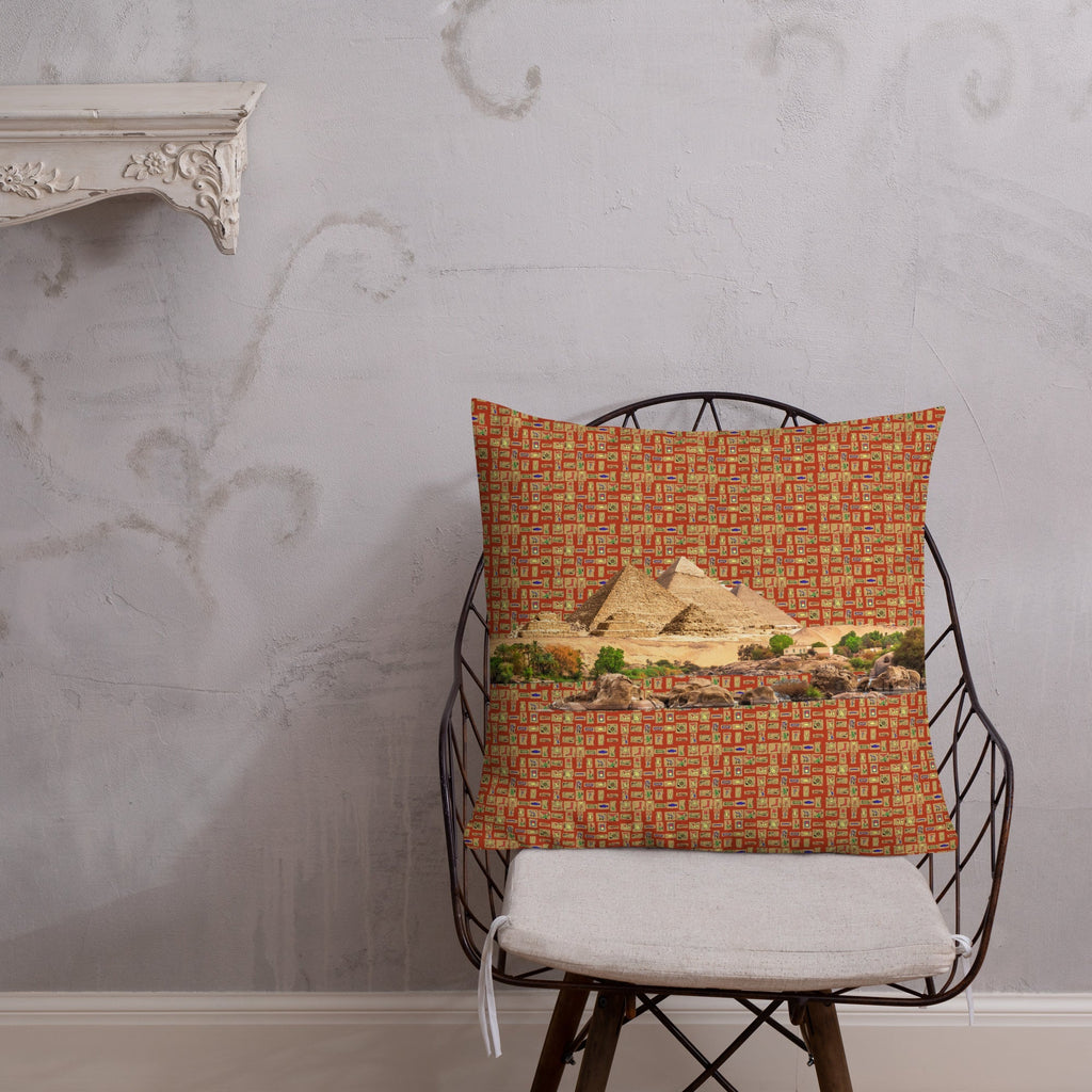 Egyptian Pyramids Premium Throw Pillow (Red-Rust) (6 Colors Available) - Conscious Apparel Store