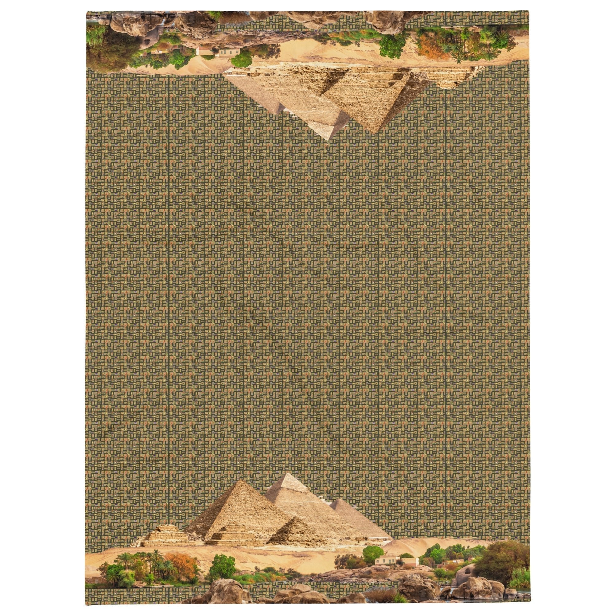 Egyptian Pyramids Throw Blanket (Olive) (6 Colors Available) - Conscious Apparel Store