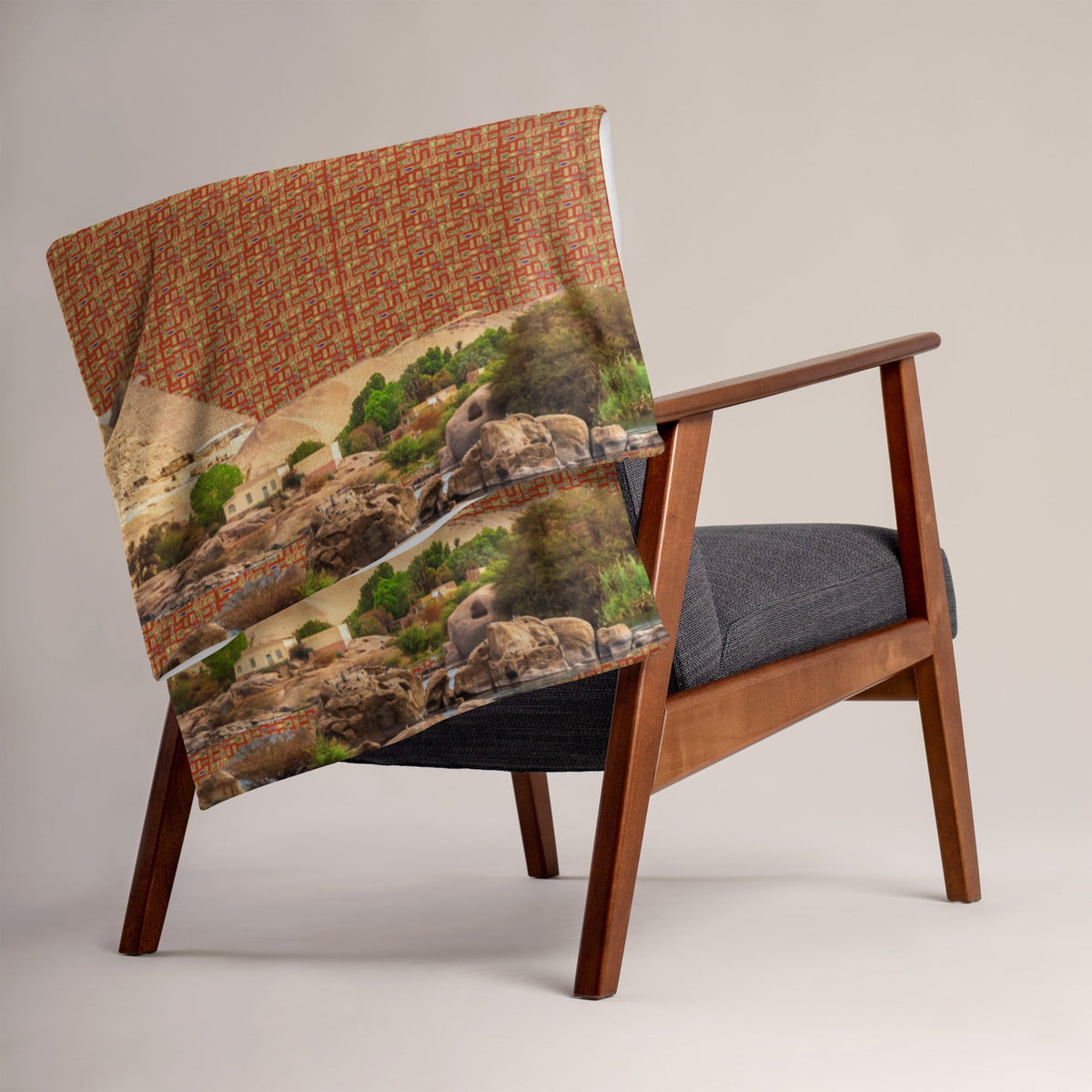 Egyptian Pyramids Throw Blanket (Red-Rust) (6 Colors Available) - Conscious Apparel Store