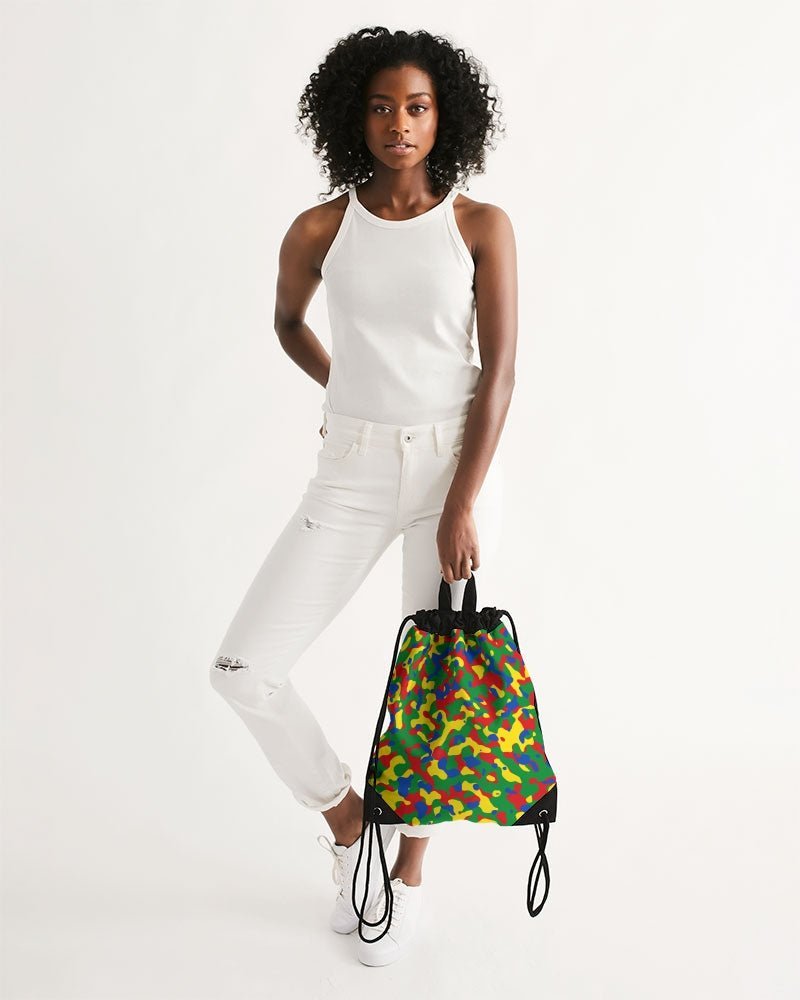 Ethiopia Flag Camo Canvas Drawstring Bag - Conscious Apparel Store