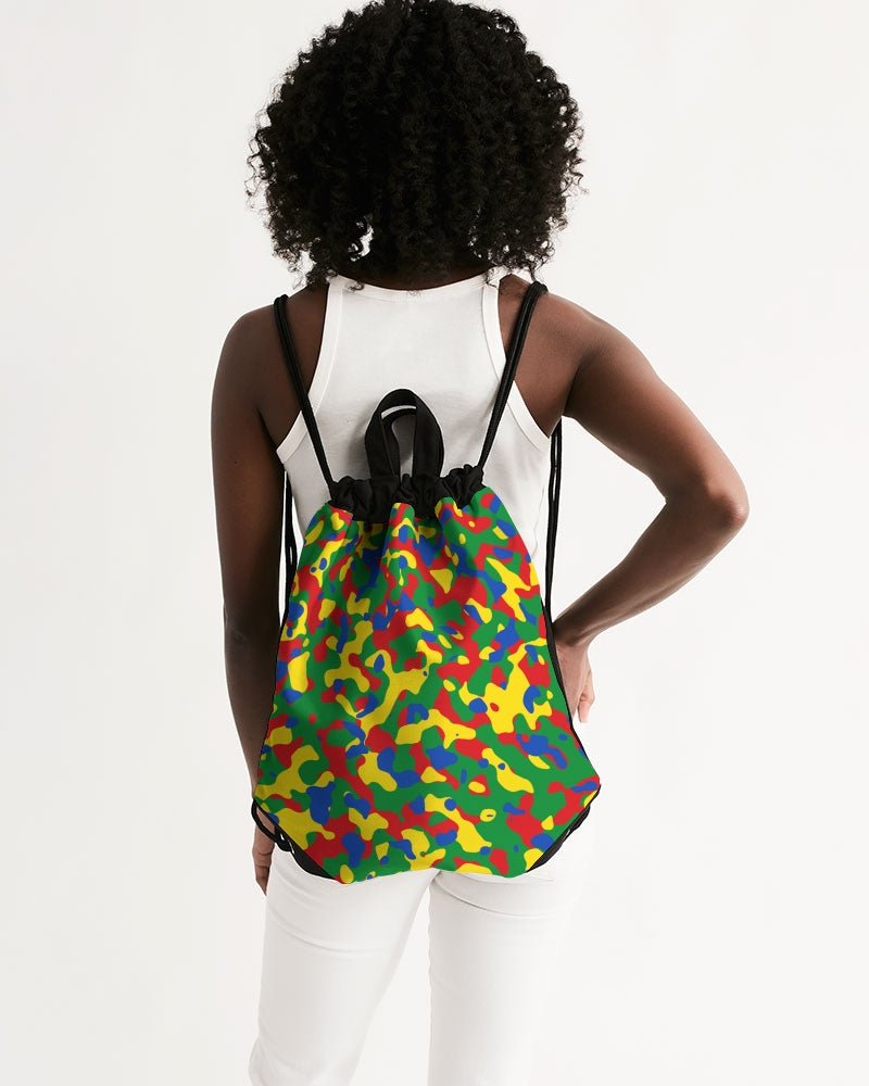 Ethiopia Flag Camo Canvas Drawstring Bag - Conscious Apparel Store