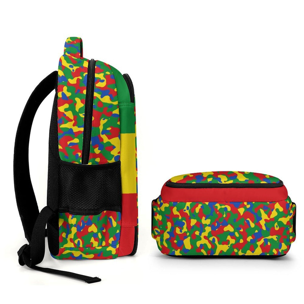 Ethiopia Flag Camo Casual Backpack - Conscious Apparel Store