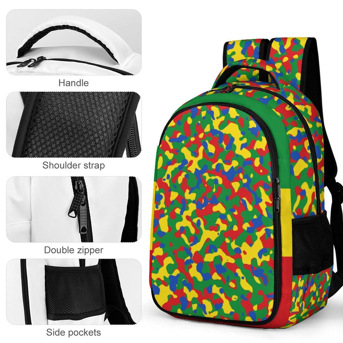 Ethiopia Flag Camo Casual Backpack - Conscious Apparel Store