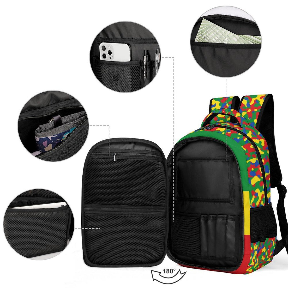Ethiopia Flag Camo Casual Backpack - Conscious Apparel Store