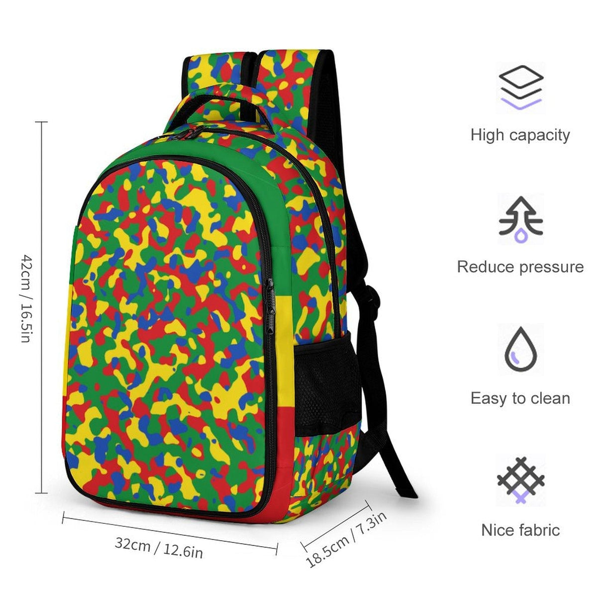 Ethiopia Flag Camo Casual Backpack - Conscious Apparel Store