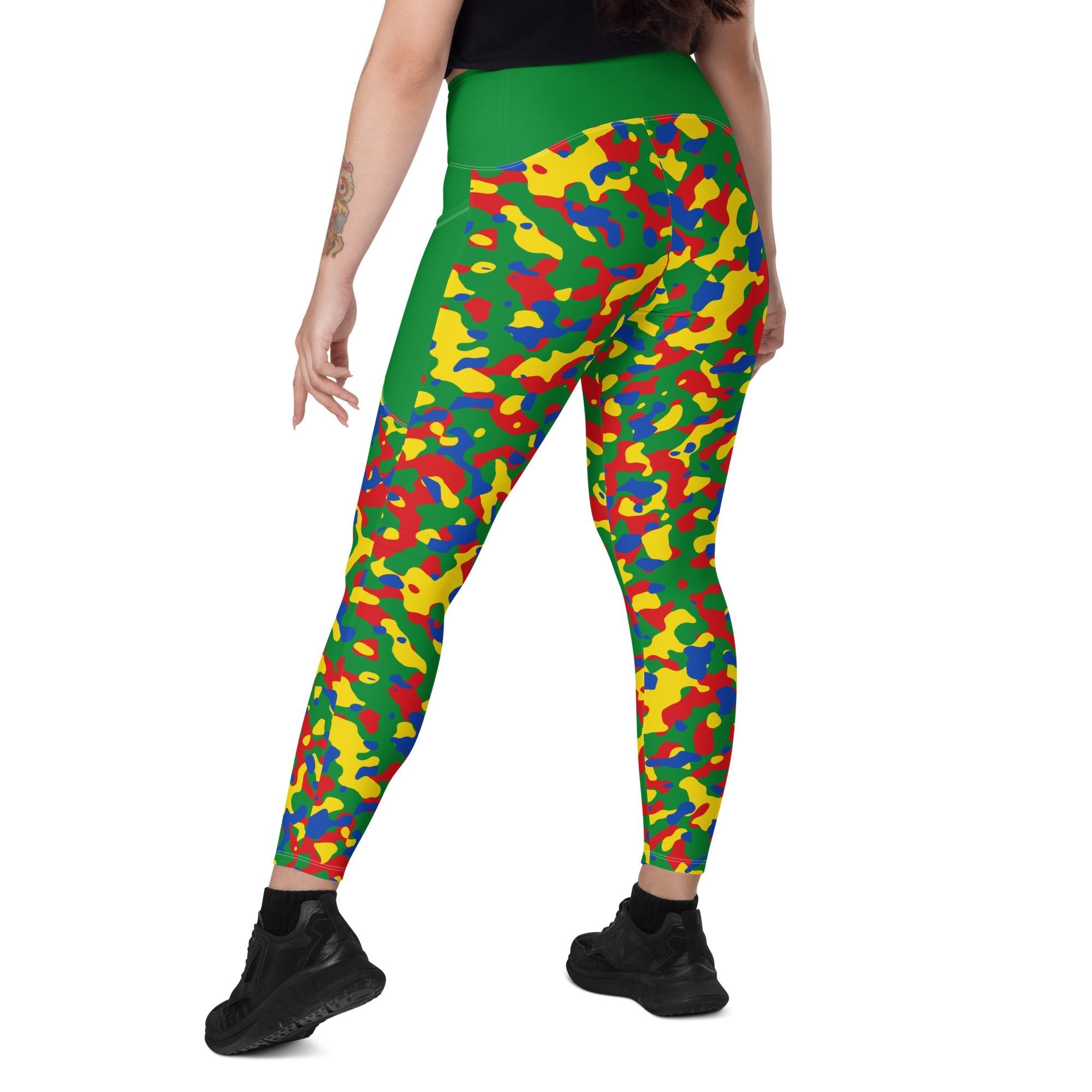 Ethiopia Flag Camo Leggings with pockets - Conscious Apparel Store